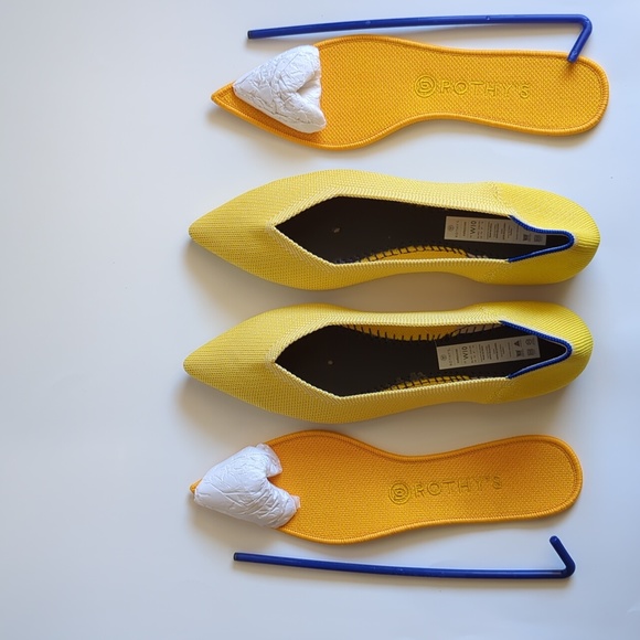 ROTHY'S THE POINT YELLOW SUNSHINE WOMEN'S FLAT SHOES - Picture 8 of 16